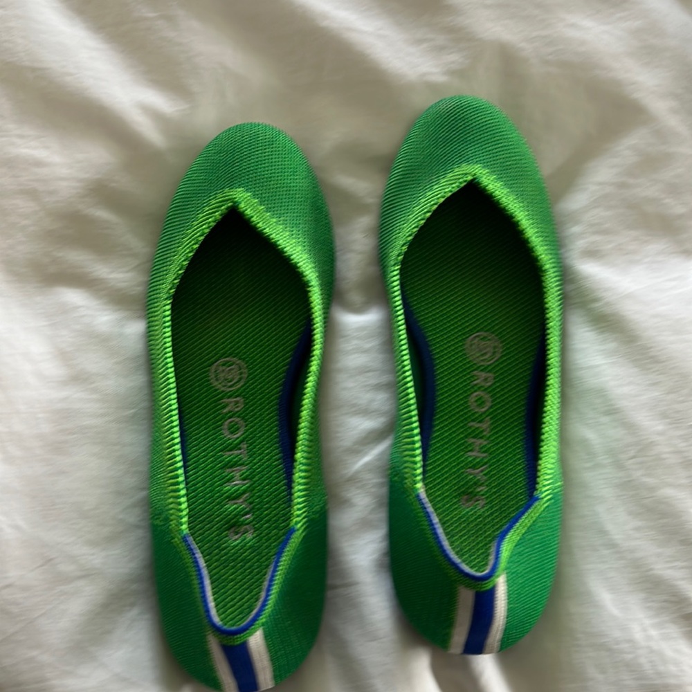 Rothy’s “The Flat” in the discontinued color, Jellybean Green, Size 6.5